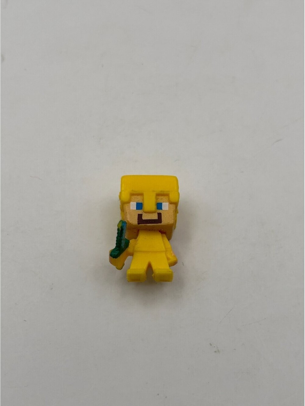Minecraft Mini Figure Steve in Gold Armor Holding Green Item Mattel 1" Toy